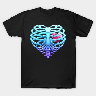 Anatomical Rib Cage with Heart Valentine Goth T-Shirt